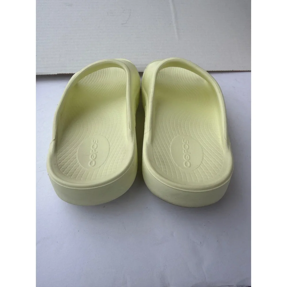 OOFOS OOahh Slide‎ Yellow Recovery Slide Comfort Sandals W8 M6
